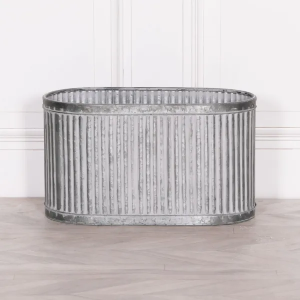 Ribbed Metal Planter Large