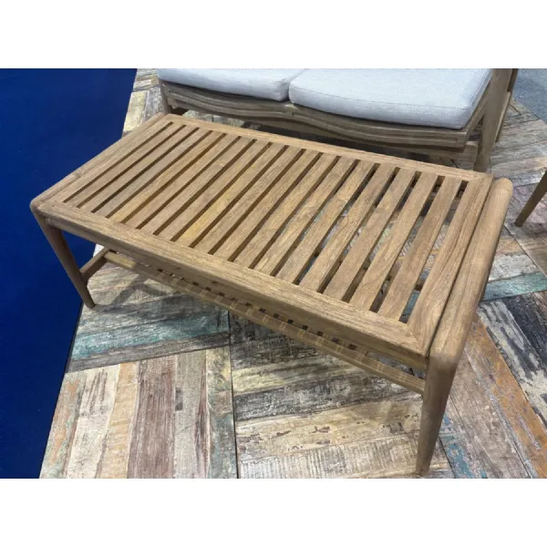 Natural Teak Slatted Top Large Garden Coffee Table