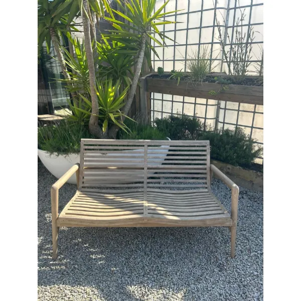 Rustic Solid Teak Wood 2 Seater Outdoor Garden Bench 130cm