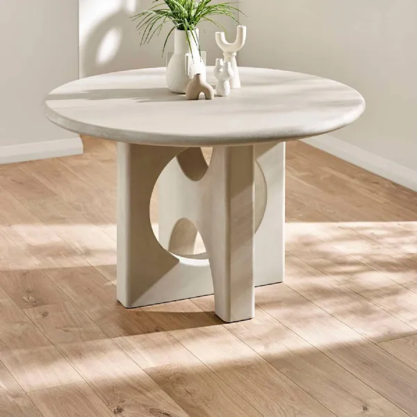 Thyra Round 4 Seater Dining Table Grey Stone Effect