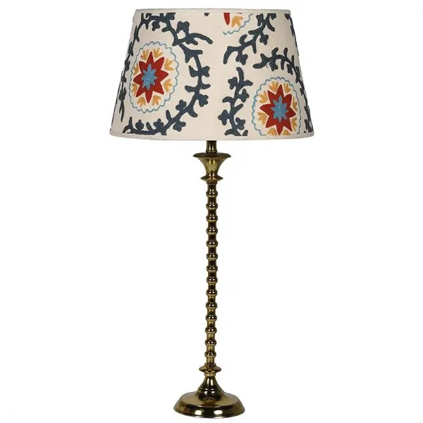 Slim Brass Lamp With Crewelwork Shade