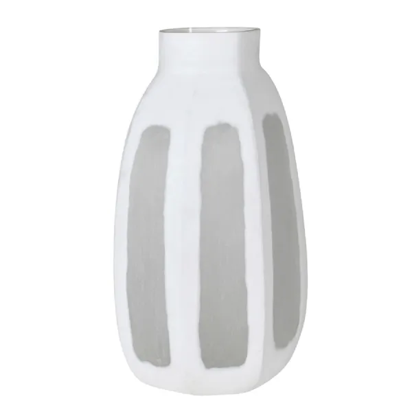 White Glass Hexagonal Vase