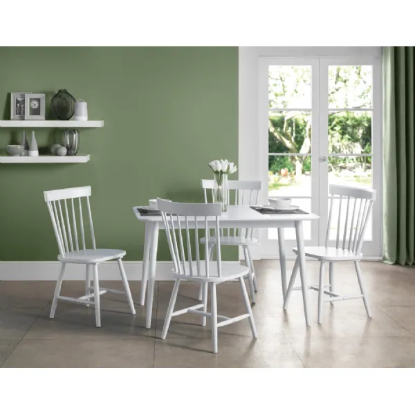 White Wooden Spindle Back Dining Chair