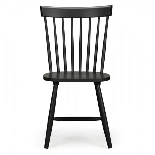 Black Painted Solid Hardwood Dining Chair with Low Sheen Lacquer Finish
