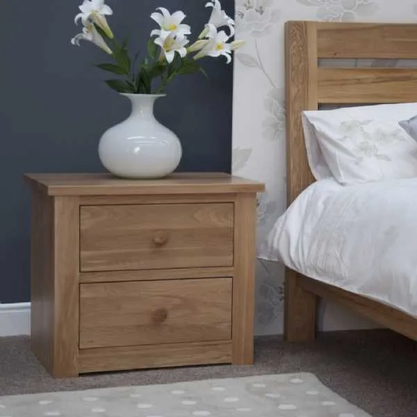 Torino 2 Drawer Wide Bedside Cabinet