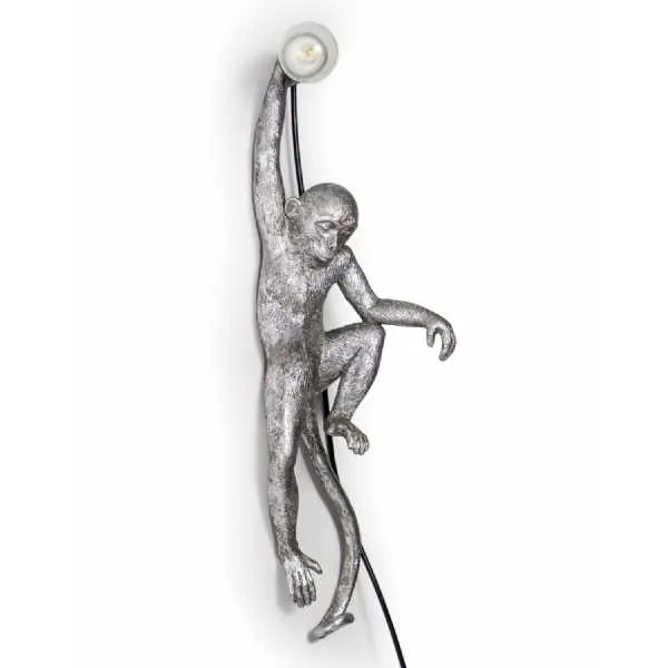 Antique Silver Climbing Monkey Wall Lamp