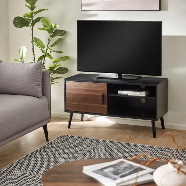 Trent Walnut And Black Small TV Stand Up To 43"