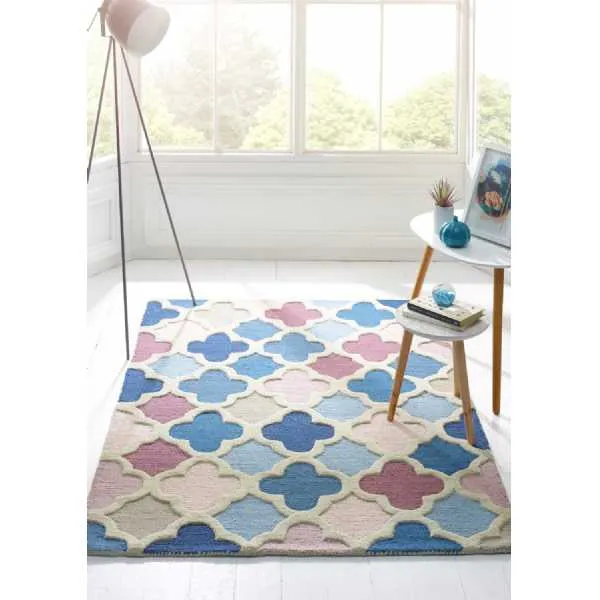Origins 3D Trellis Multi Colour Wool Patterned Rug Hand Tufted 160x230cm