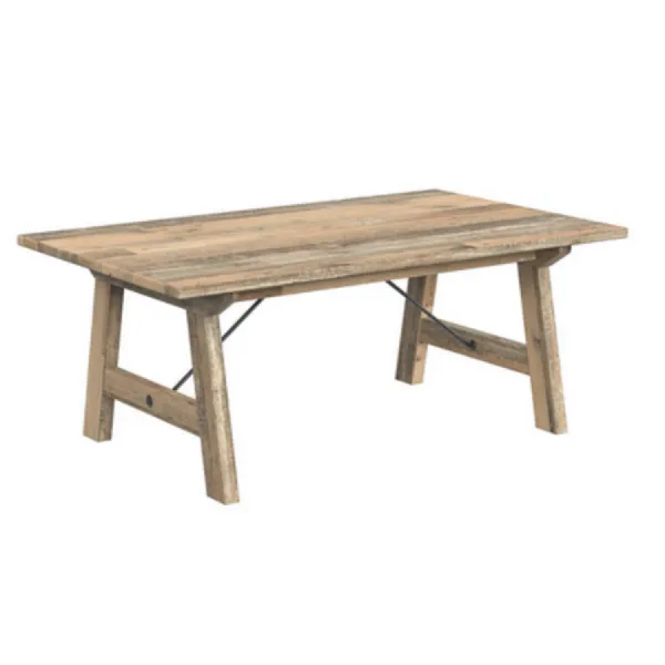 Rustic Style Natural Pine Wood Rectangular Coffee Table