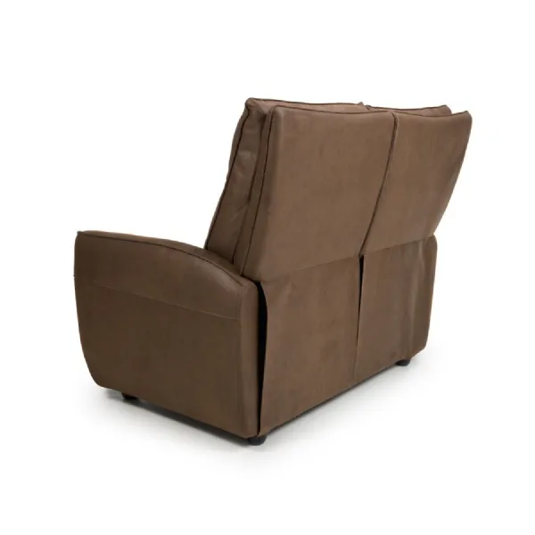 Brown Leather Heated Pocket Sprung 2 Seater Fixed Sofa