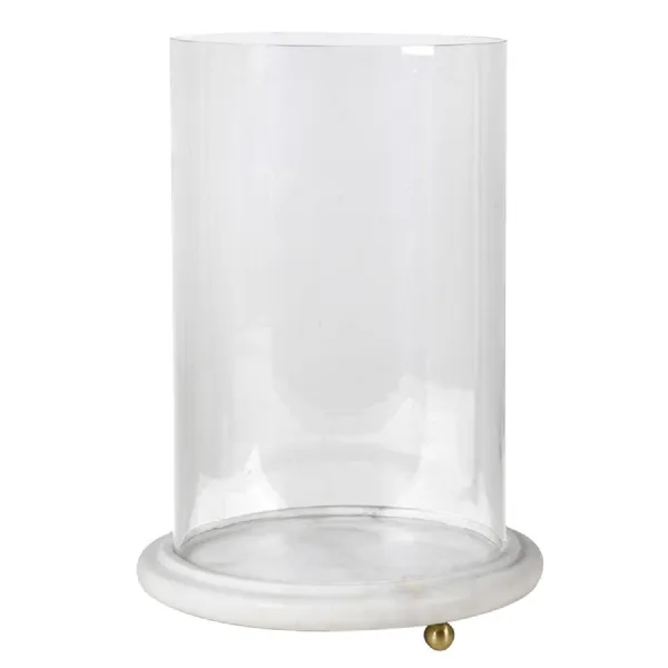 Large White Marble Base Hurricane