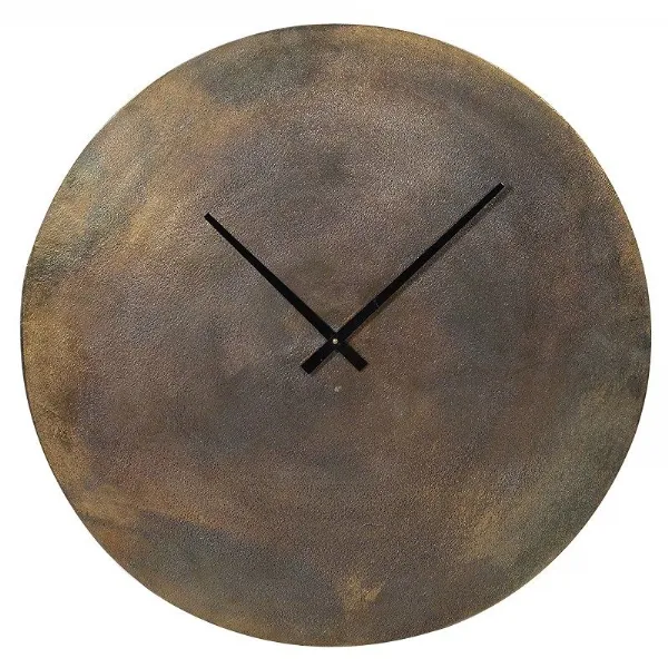 Modern Large Round Mars Antique Brass Wall Clock With No Figures