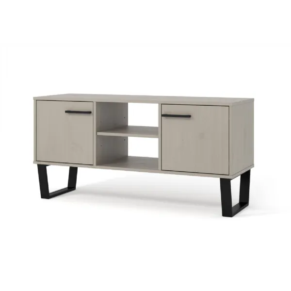 Grey Washed Wax Flat Screen TV Media Unit with 2 Doors