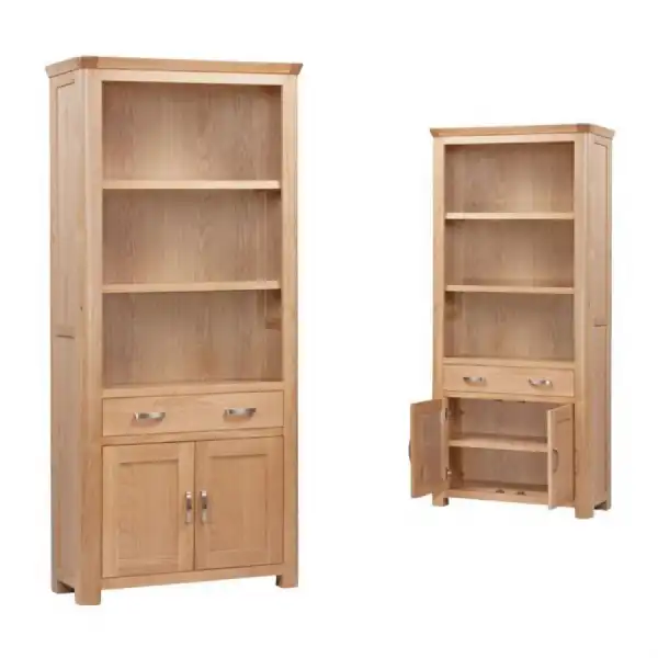 Travis Solid Oak 2 Door Bookcase