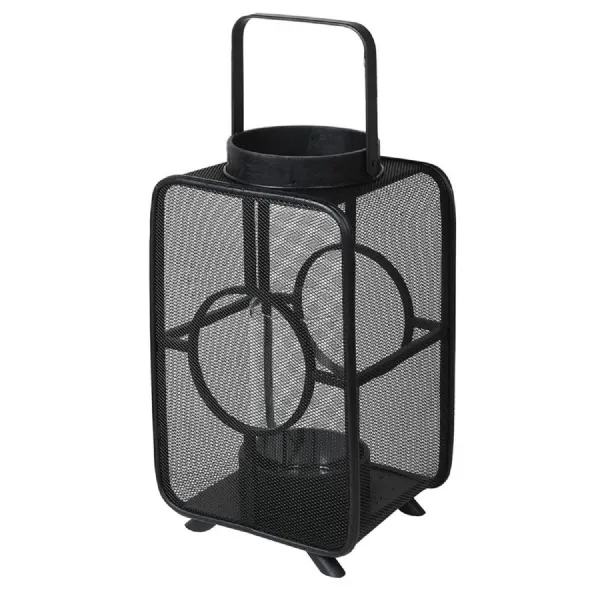 Large Black Bamboo Geometric Lantern