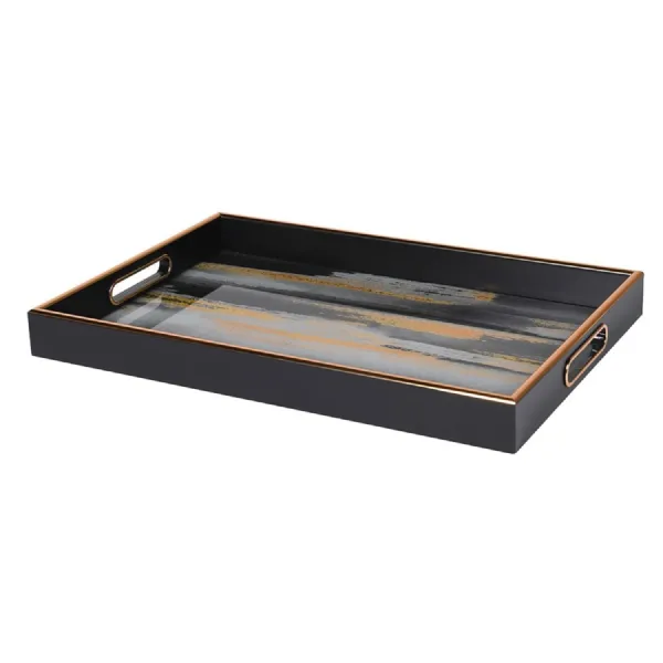 Abstract Gold and Black Tray