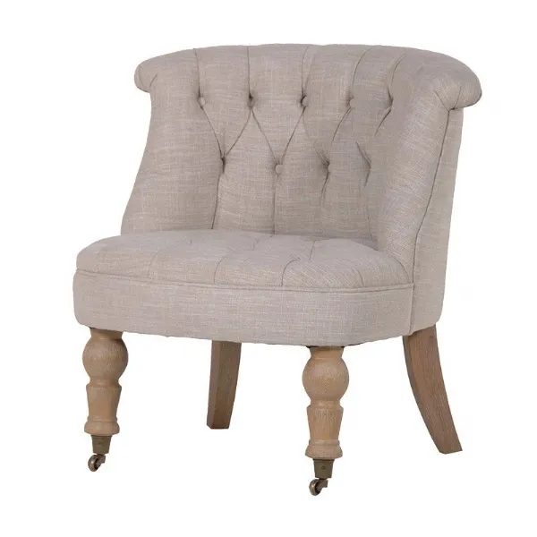 Modern Beige Upholstered Buttoned Chair