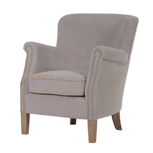 Traditional Style Light Grey Cotton Easy Chair