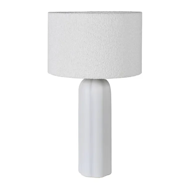 White Table Lamp with Boucle Shade