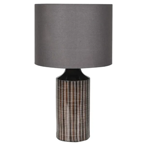Black Squares Table Lamp with Linen Shade