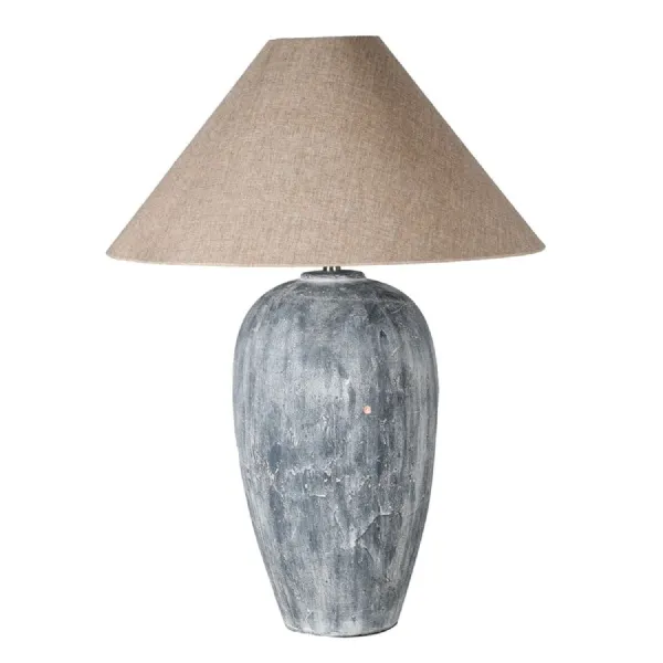 Antique Blue Wash Table Lamp with Linen Shade