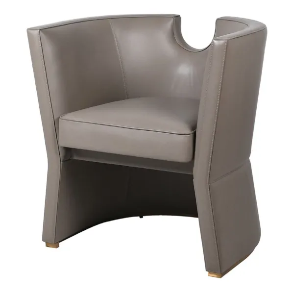 Rocco Mushroom Leather Curve Club Chair