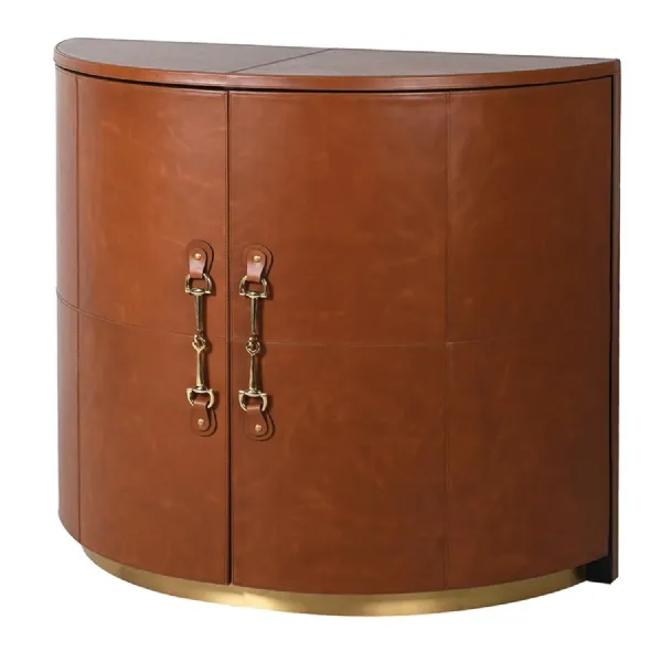 Rocco 2 Door Leather Tan Dome Cupboard