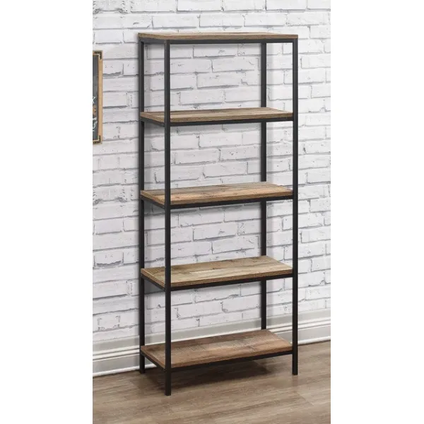 Industrial Wood Effect 5 Tier Bookcase