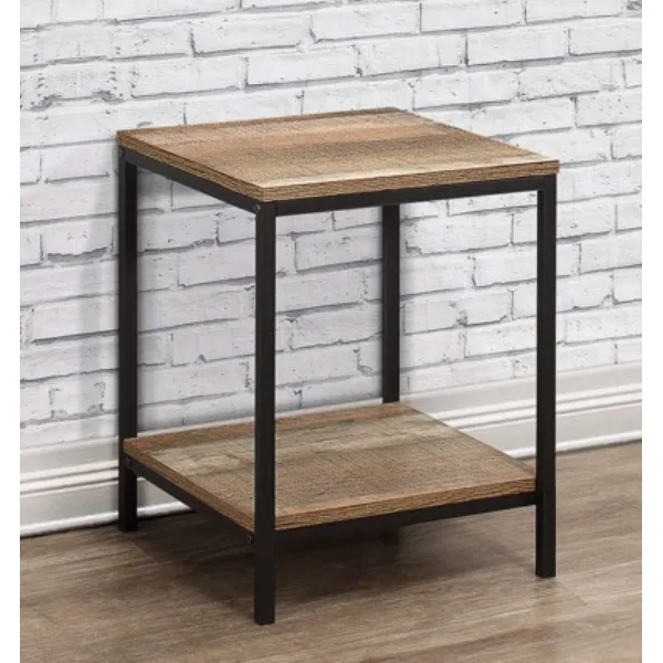 Industrial Wood Effect Lamp Table
