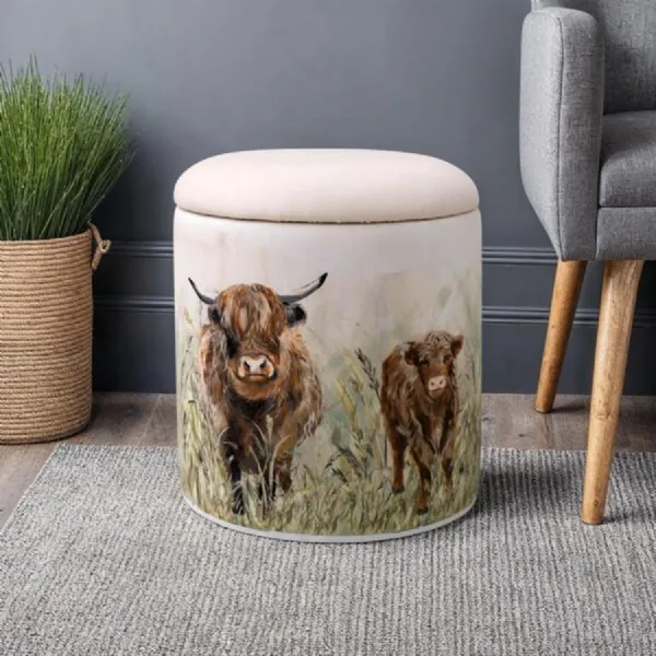 Highland Cow Storage Stool
