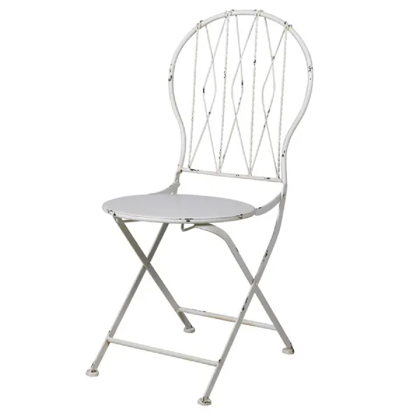 White Wash Folding Metal Chair