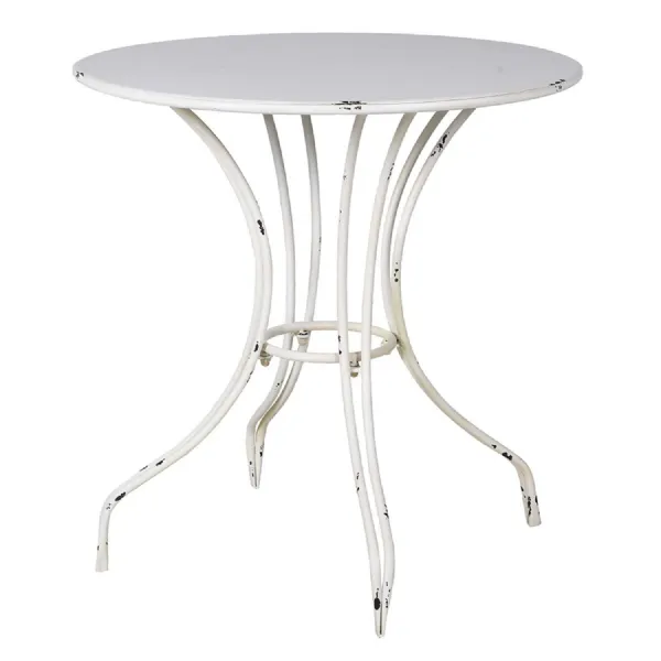 White Wash Round Metal Table