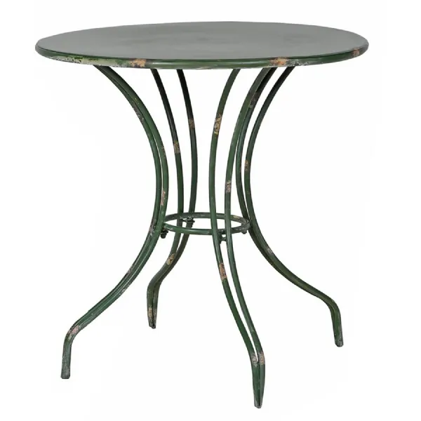 Dark Green Distressed Round Metal Table