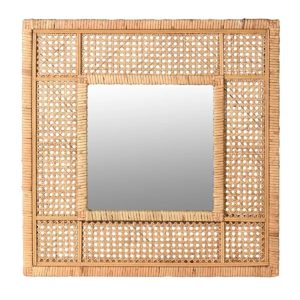 Square Bergere Natural Rattan Mirror