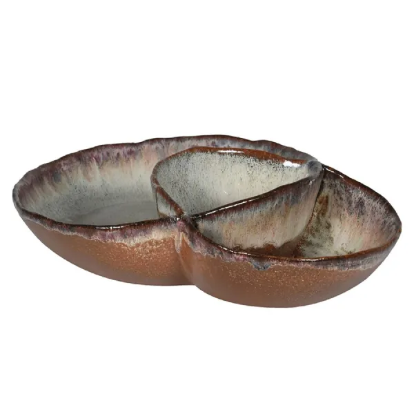 Brown Ombre Plate with Dip Pot