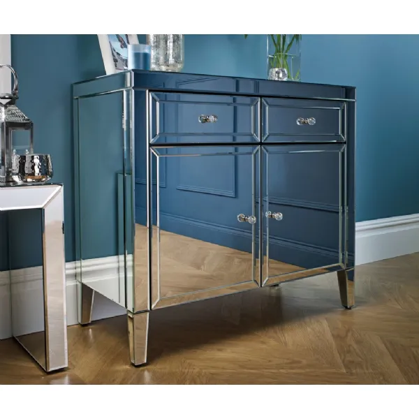 Mirrored 2 Drawer 2 Door Sideboard