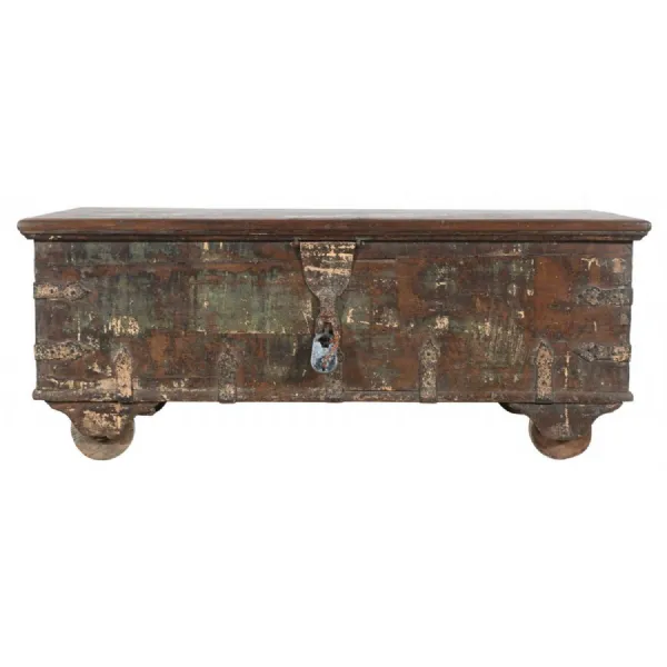 Vintage Distressed Finish Reclaimed Wood Coffee Table Chest
