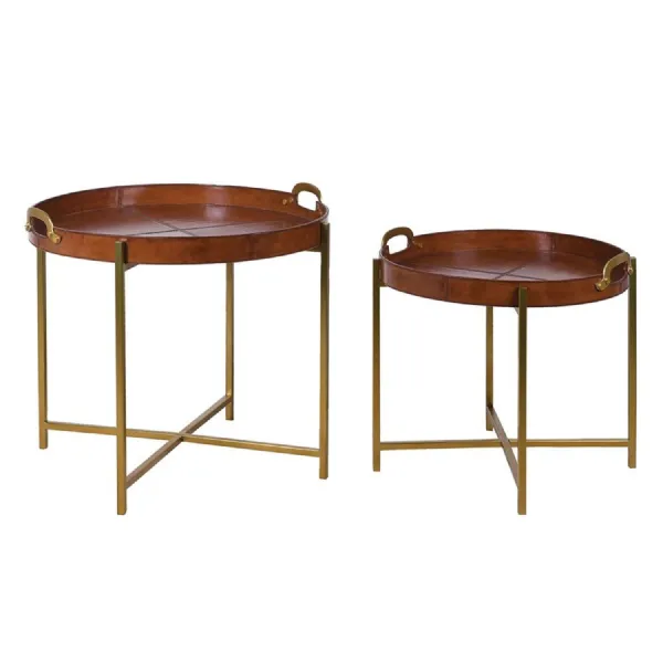 Jaipur Leather Set of 2 Tray Tables