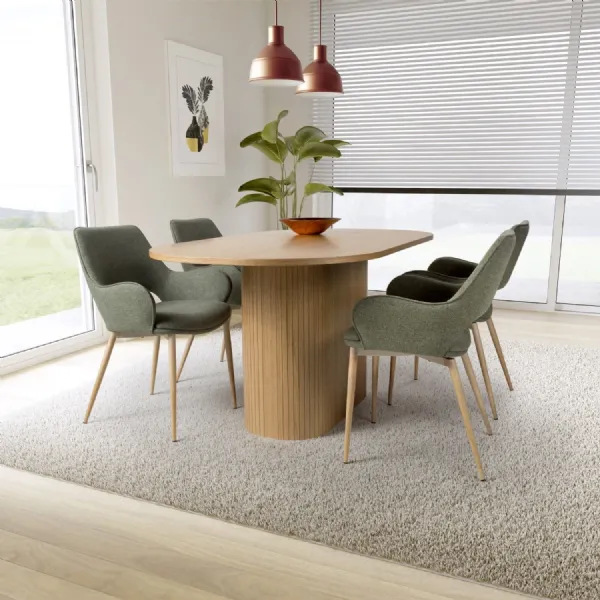 Oak Top Solid Base Oval 160cm Dining Table