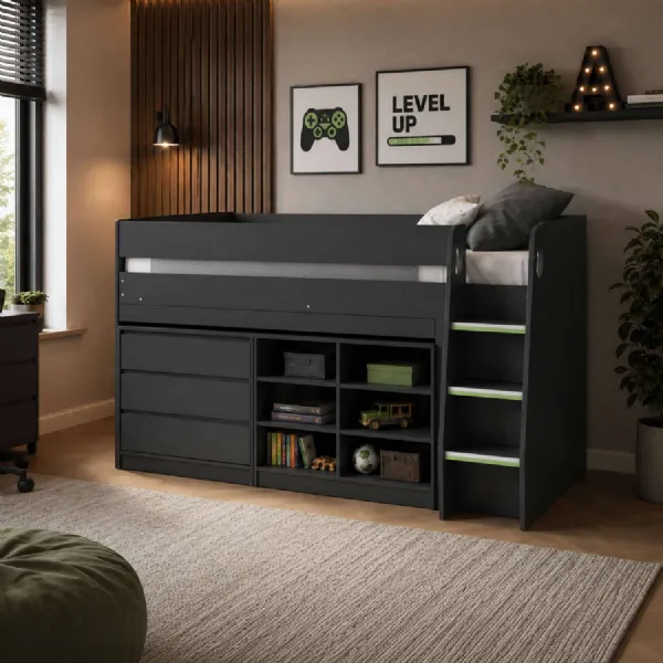 Vespa Mid Sleeper Bed With Desk Anthracite