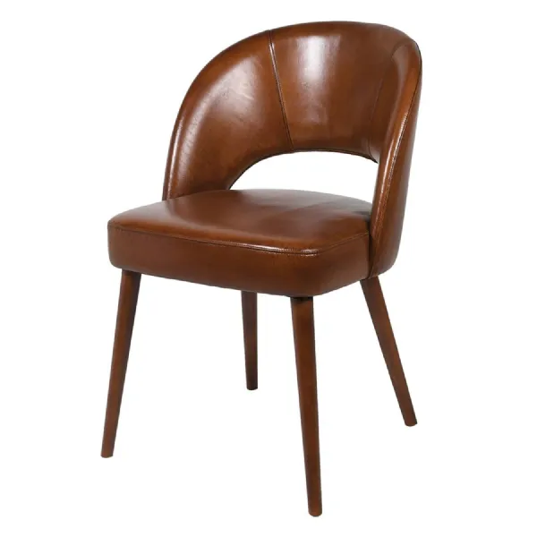 Tapered Vintage Leather Dining Chair
