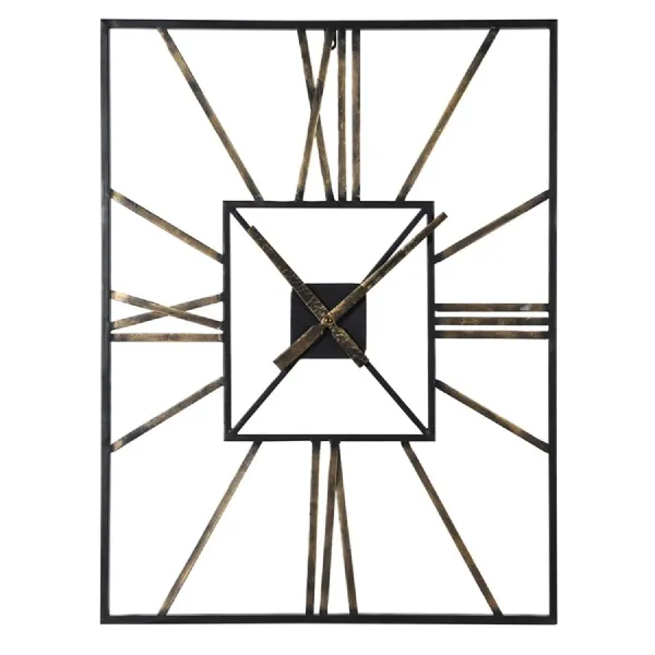 Rectangle Gold Roman Numerals Wall Clock