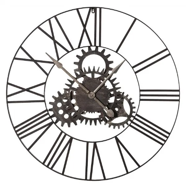 London Steampunk Industrial Large 90cm Round Metal Cogs Wall Clock