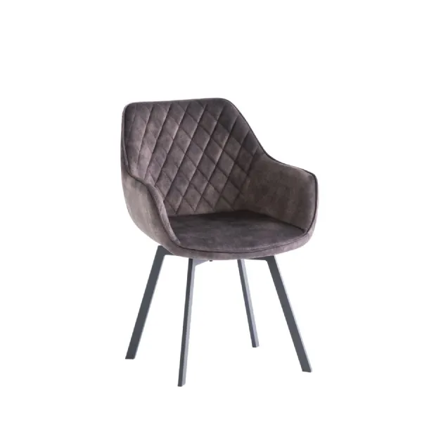Graphite Velvet Swivel Dining Chair Black Metal Legs