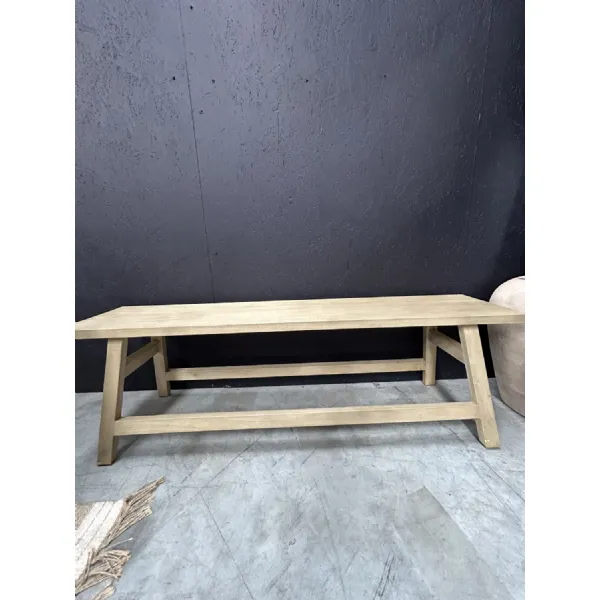 Vintage 160cm Rustic Mahogany Wood Bench with Stripped Back Finish