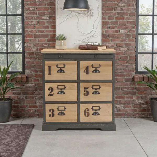 Vintage Industrial 6 Drawer Chest