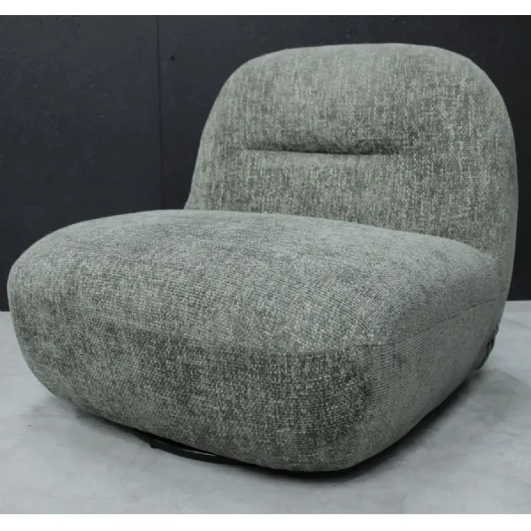 Modern Boucle Upholstered Olive Large Swivel Lounge Chair
