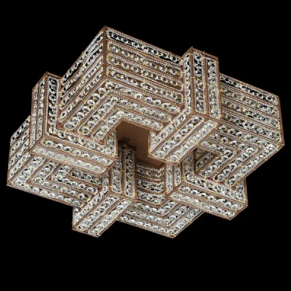Square Gold Flush Ceiling Light