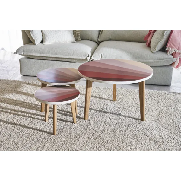 Round Lamp Table Pink Hues Large