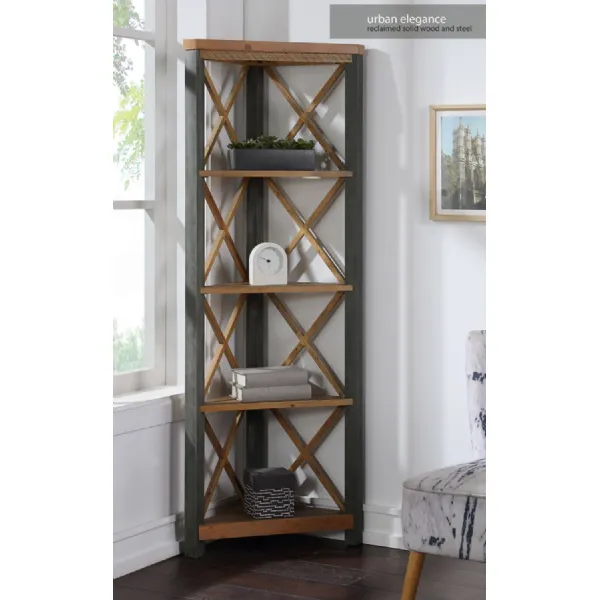 Urban Elegance Reclaimed Large Corner Bookcase